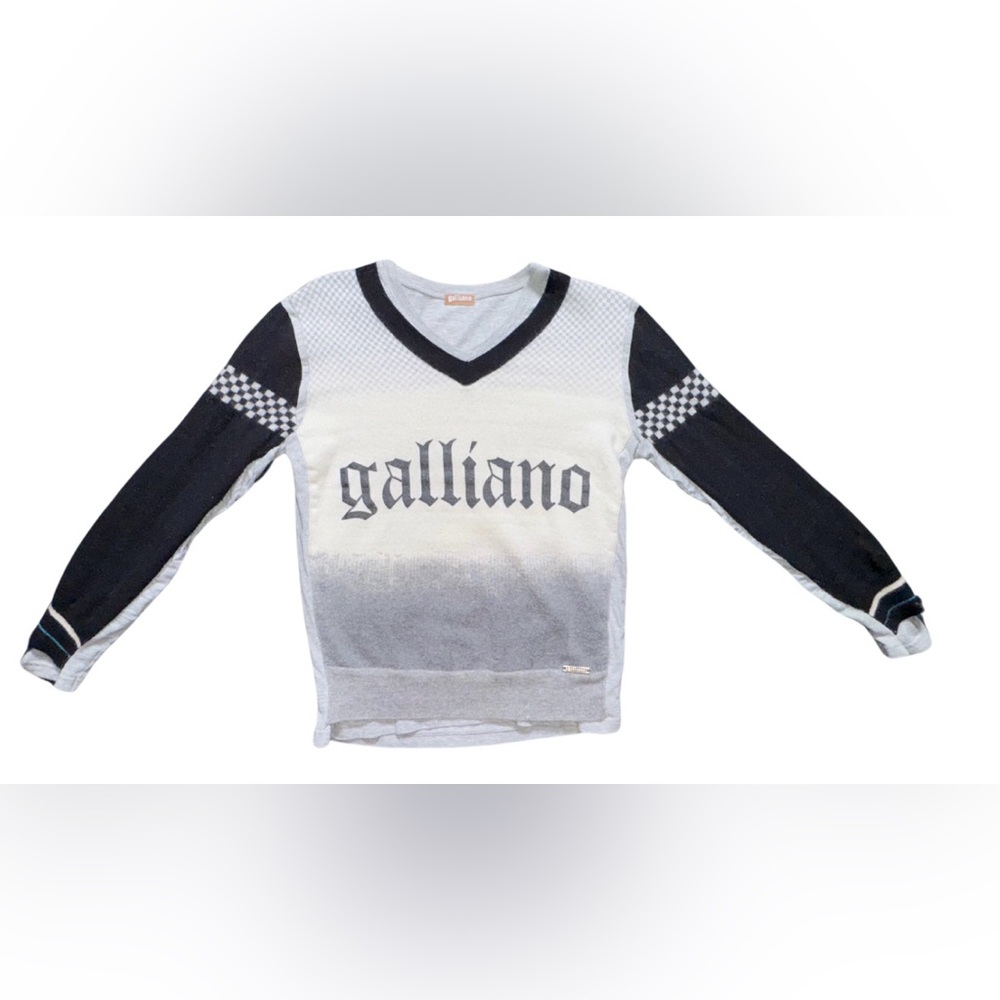Galliano Black and White Crewneck Sweater